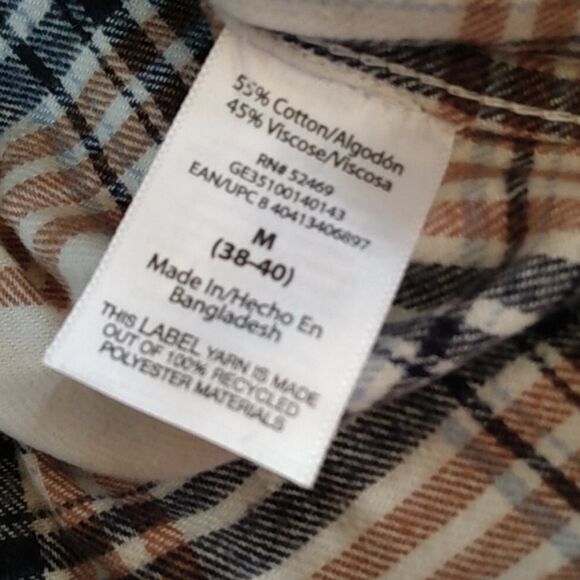 Men's super soft Ivory plaid lightweight flannel by George - Picture 7 of 13